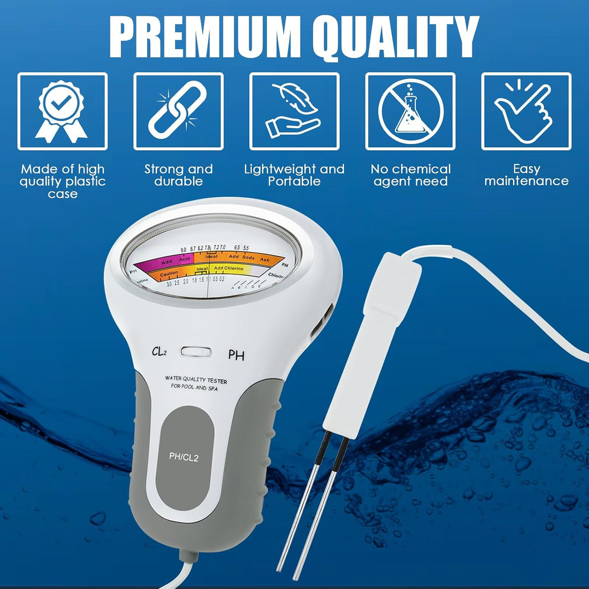 💧🔬 Pool & Spa PH Chlorine Water Quality Tester|Accurately measure the pH and chlorine levels in your swimming pool—simple, fast, and reliable🏊