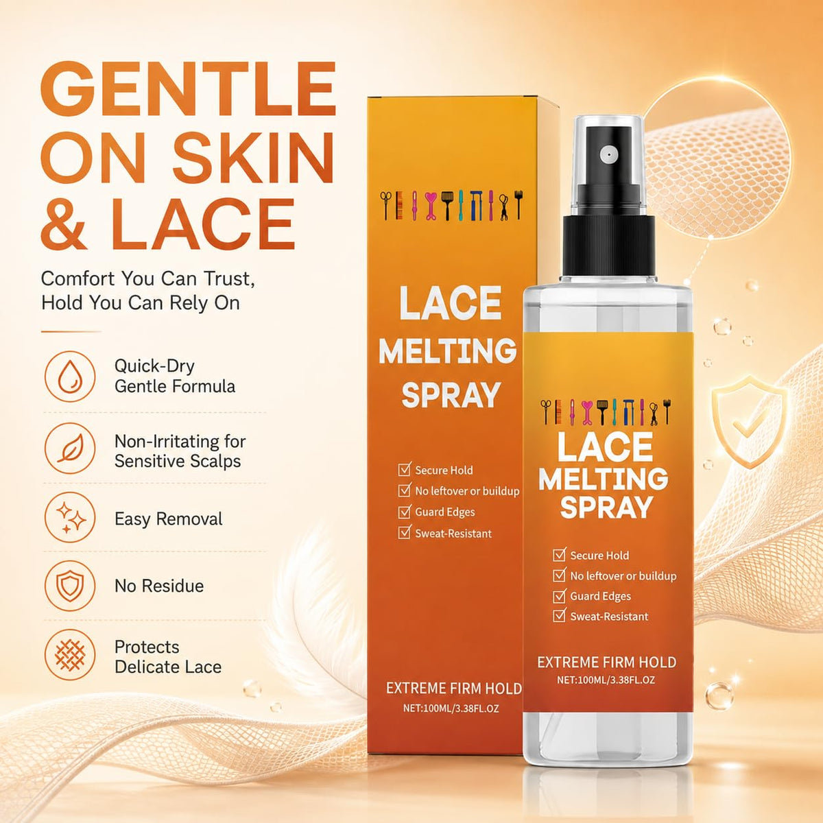 🧑‍🦱 Lace Melting Spray | Extreme Firm Hold Wig Lace Adhesive Spray