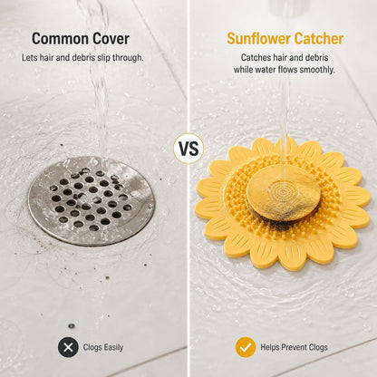 🌻4PCS-Sunflower Silicone Drain Cover| Hair Catcher & Anti-odor Stopper