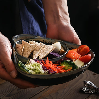 🍚Divided Ceramic Soup & Side Bowl-2‑in‑1 Ergonomic Ceramic Bowl For Soup, Snacks & Casual Meals