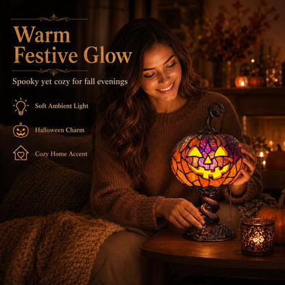 🎃Halloween Stained Glass Style Pumpkin Table Lamp