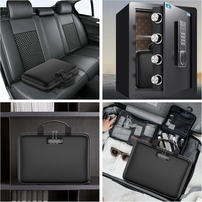 🔥 Fireproof Document Bag With Lock & Removable Accordion Folder