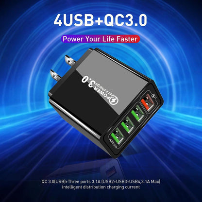 ⚡ 4-Port USB QC3.0 Multi Fast Charger