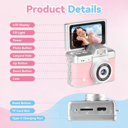 📸Retro Vintage Mini Digital Camera Starter Kit (Includes 32GB MicroSD Card)