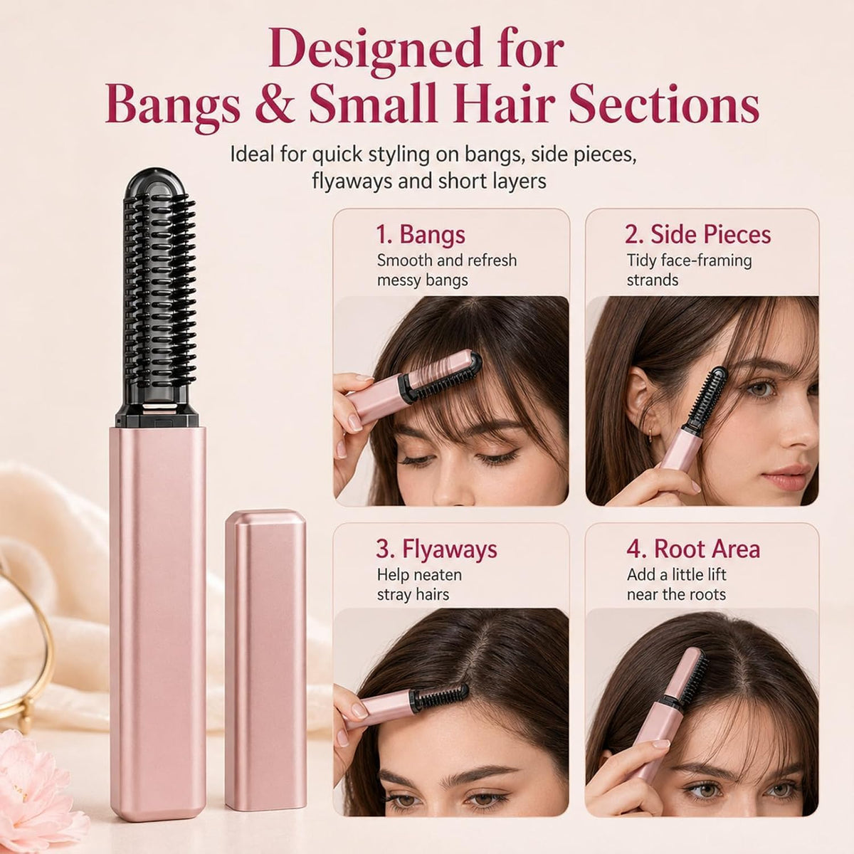 ✨ Portable Cordless Bang Styling Comb