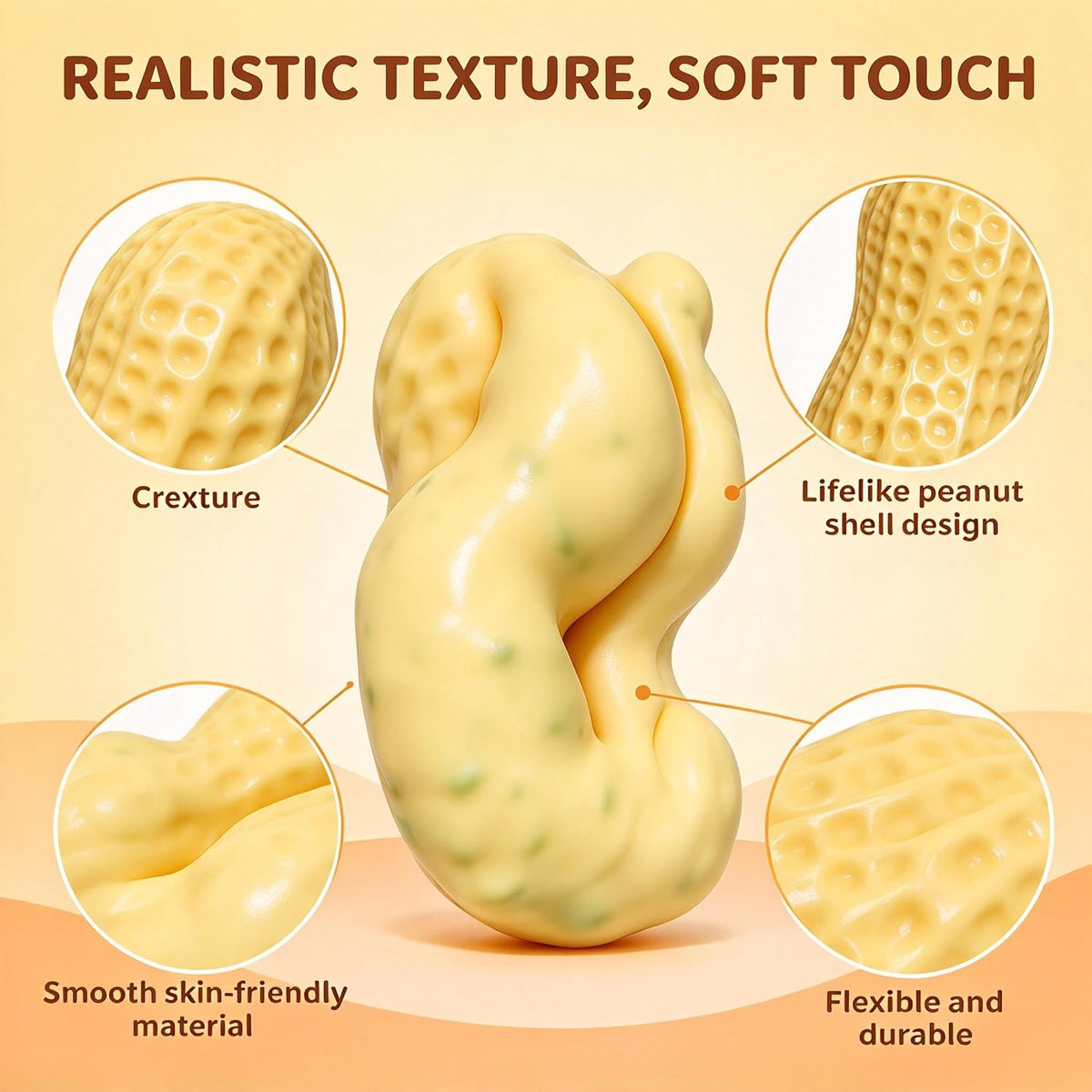 🥜Crunchy Peanut Squeeze Toy (ASMR) – Bead-Filled, Realistic-Looking Stress-Relief Fidget Toy