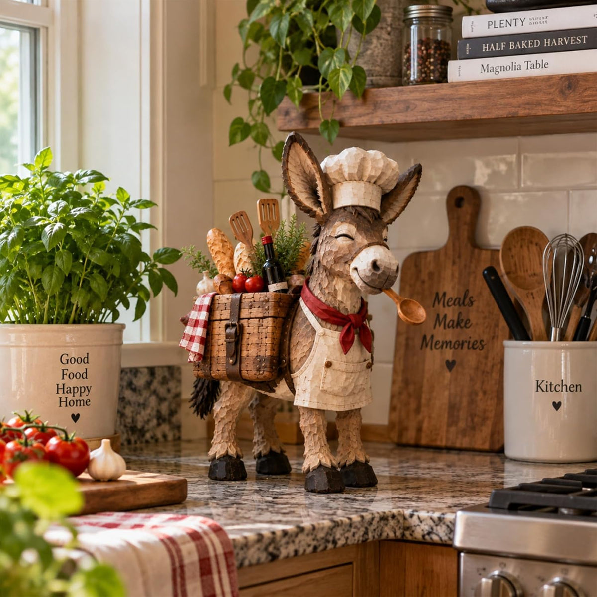 🥄The Stubborn Little Chef – Rustic Donkey Kitchen Figurine