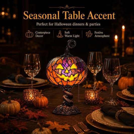 🎃Halloween Stained Glass Style Pumpkin Table Lamp