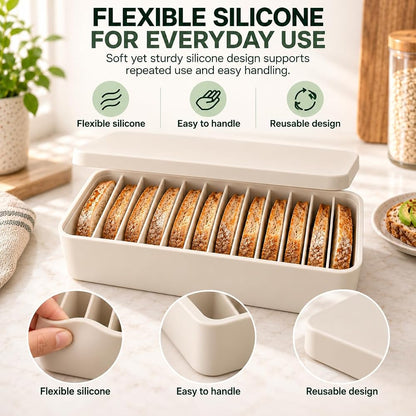🍞11-Slot Silicone Bread Freezer Box 一 Keep Sourdough slices Separate