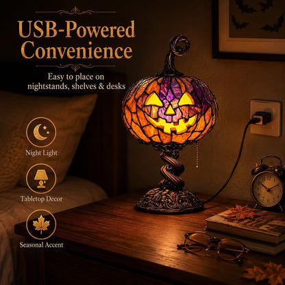 🎃Halloween Stained Glass Style Pumpkin Table Lamp