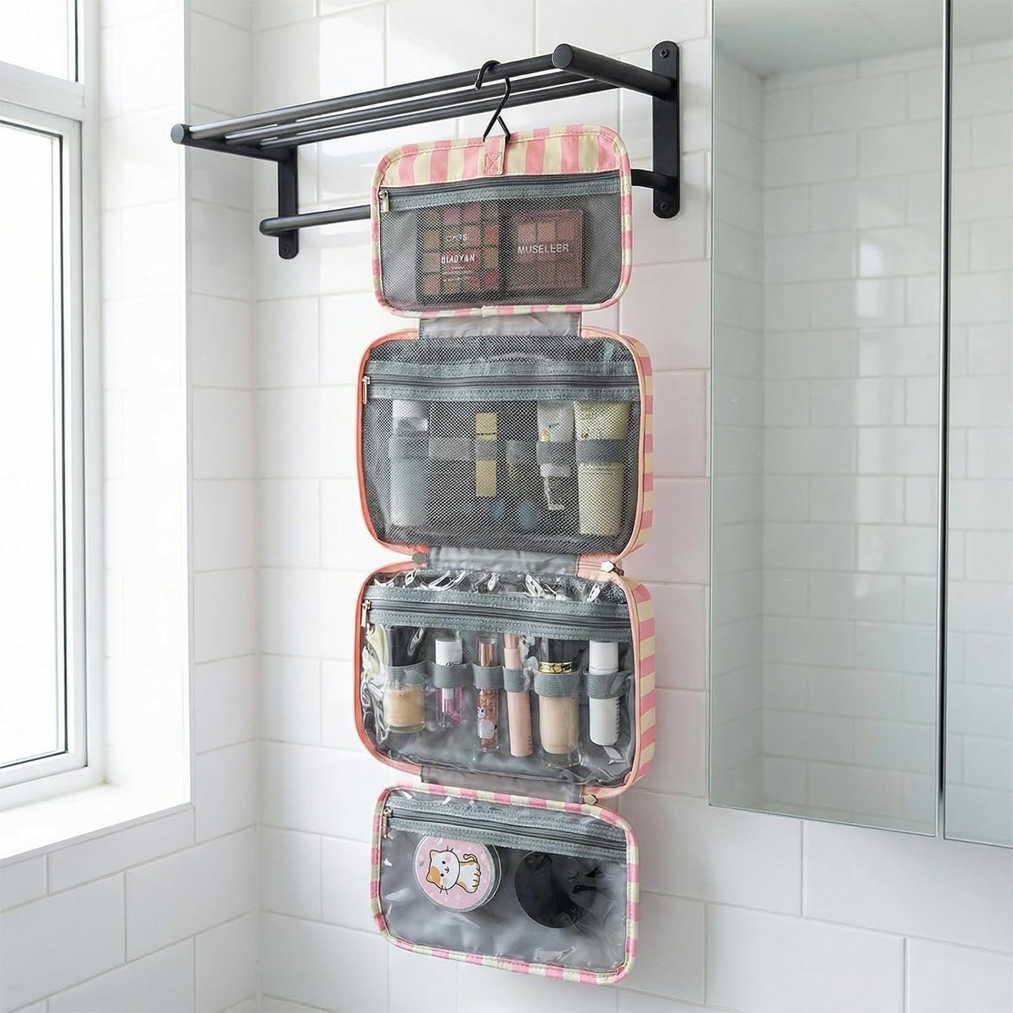 🎀 Hanging Travel Toiletry Bag | Multi-Compartment Waterproof Makeup Organizer