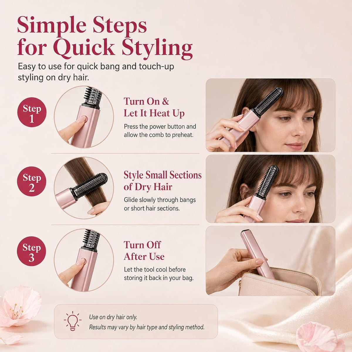 ✨ Portable Cordless Bang Styling Comb