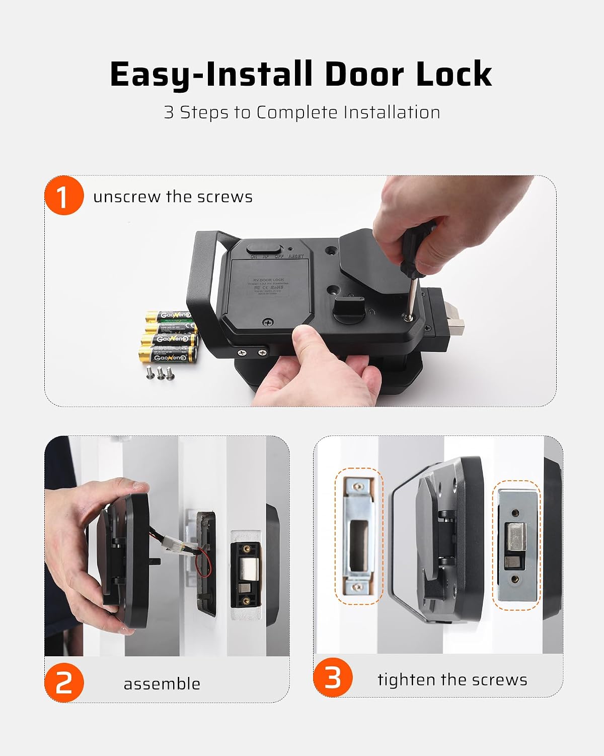 🚪Smart RV Door Lock——Keyless entry, supporting 100-foot Bluetooth app access, fingerprint recognition, remote control, and physical keys.