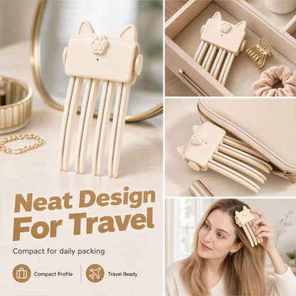 🐱 Cute Cat‑Ear Root Volume Heating Comb