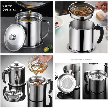 Stainless steel oil filtering pot