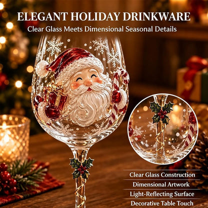 🎄3D Embossed Christmas Wine Glass Gift Box Set✨