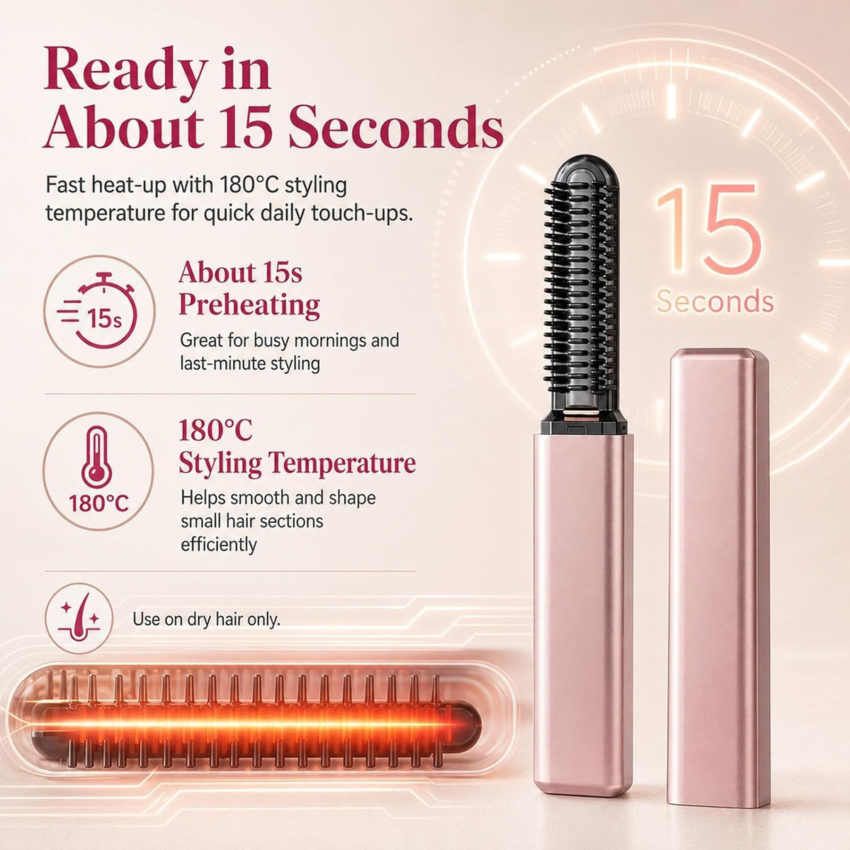 ✨ Portable Cordless Bang Styling Comb