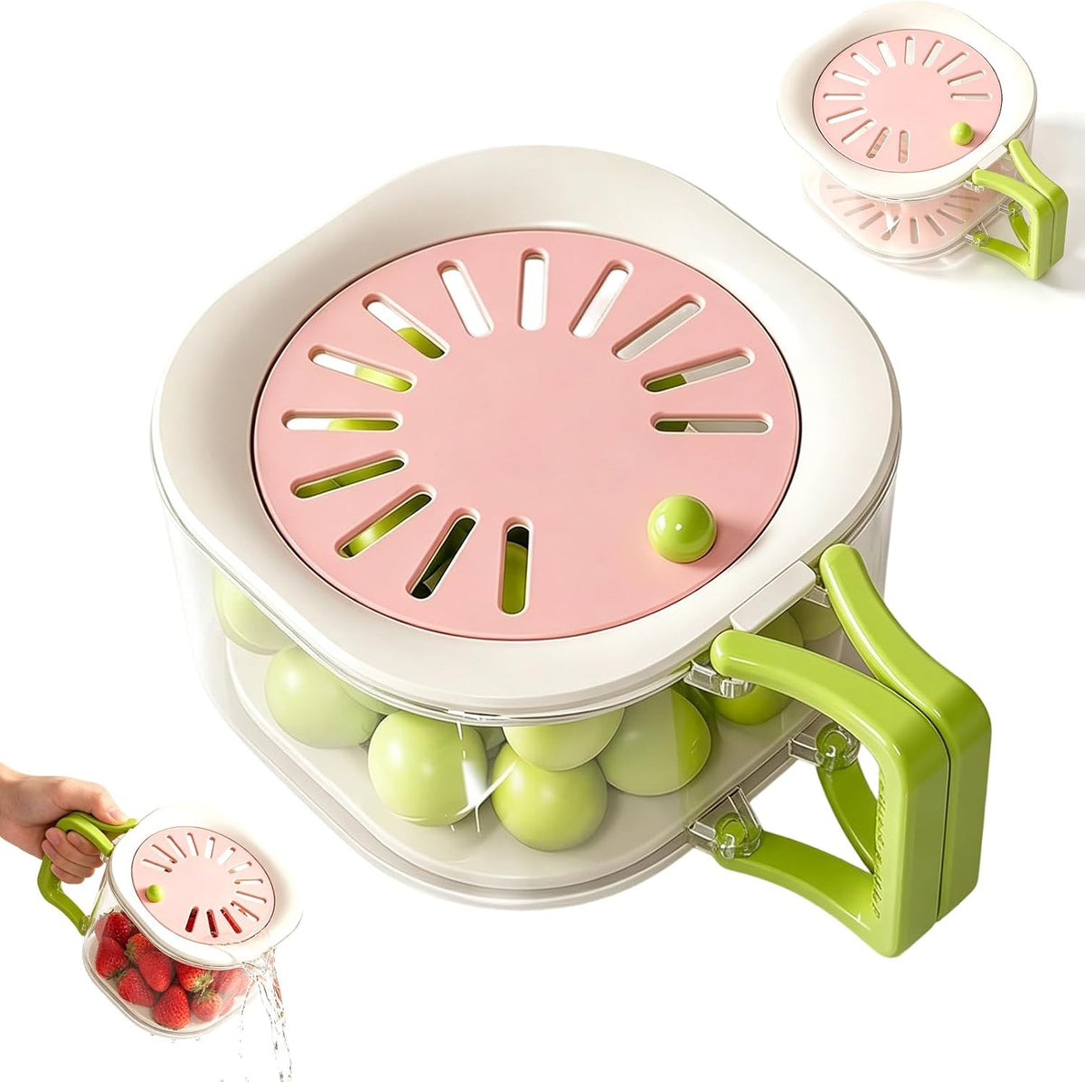 2PCS  Multifunctional Fruit & Vegetable Washing Storage Container