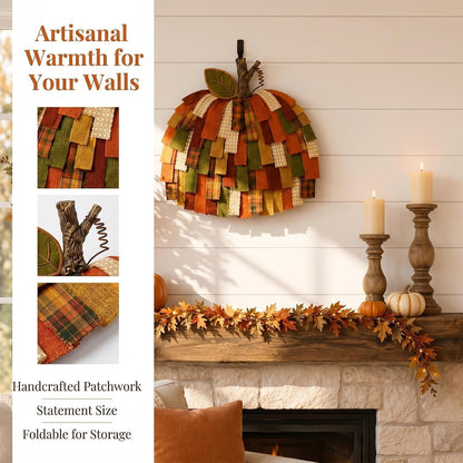 Handmade Patchwork Pumpkin Door Hanger