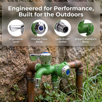 💧 Dual-Outlet Faucet – Two Independent Water Connections for Laundry, Garden & Everyday Cleaning