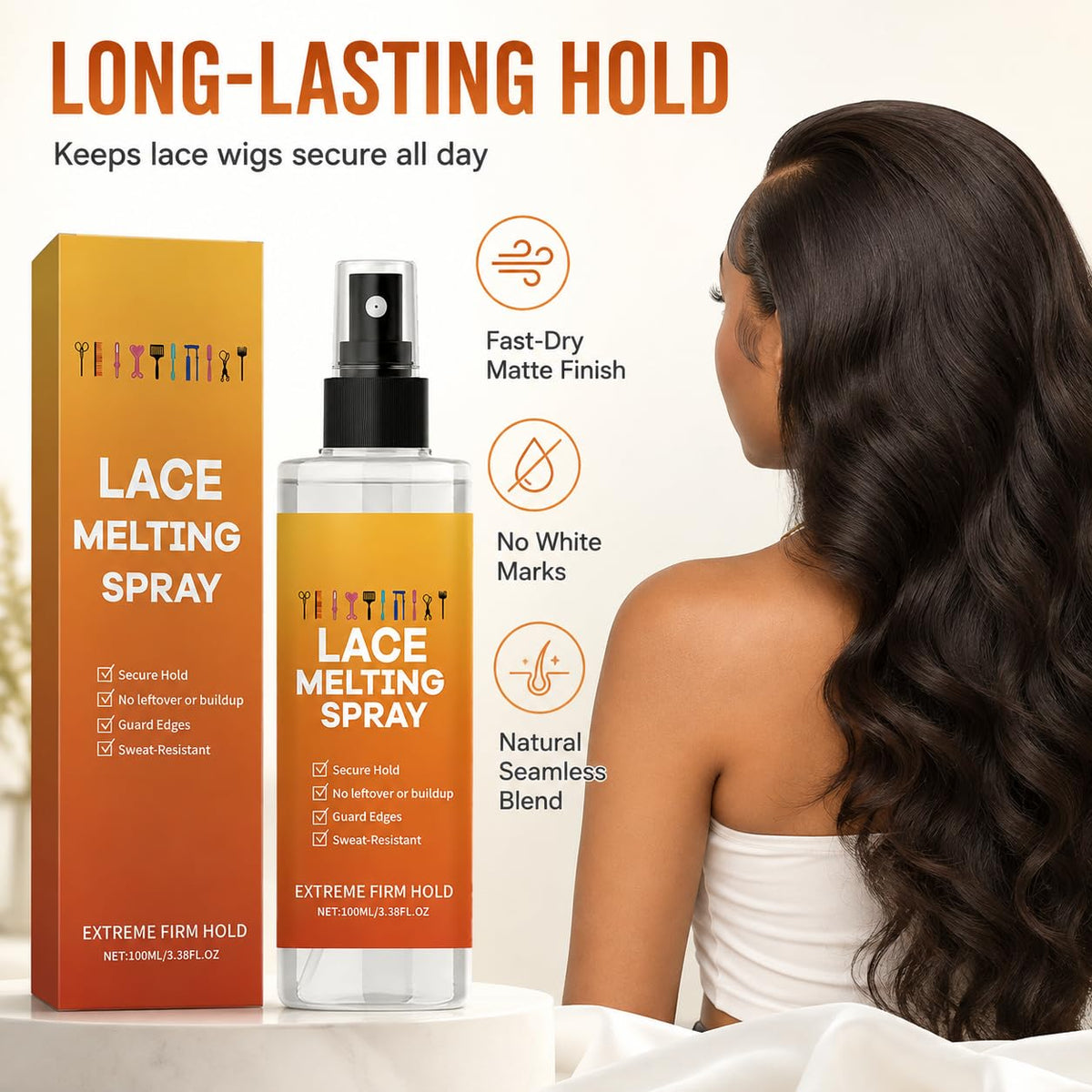 🧑‍🦱 Lace Melting Spray | Extreme Firm Hold Wig Lace Adhesive Spray