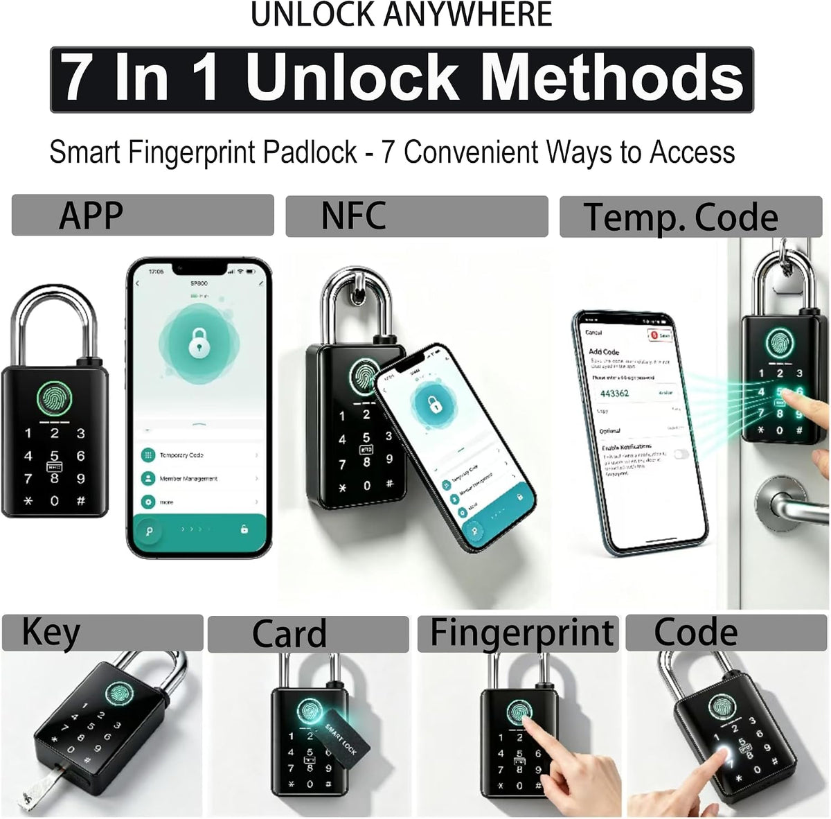 🔒 Smart Fingerprint Padlock with Touchscreen Keypad for Keyless Door and Locker Security