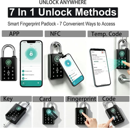 🔒 Smart Fingerprint Padlock with Touchscreen Keypad for Keyless Door and Locker Security