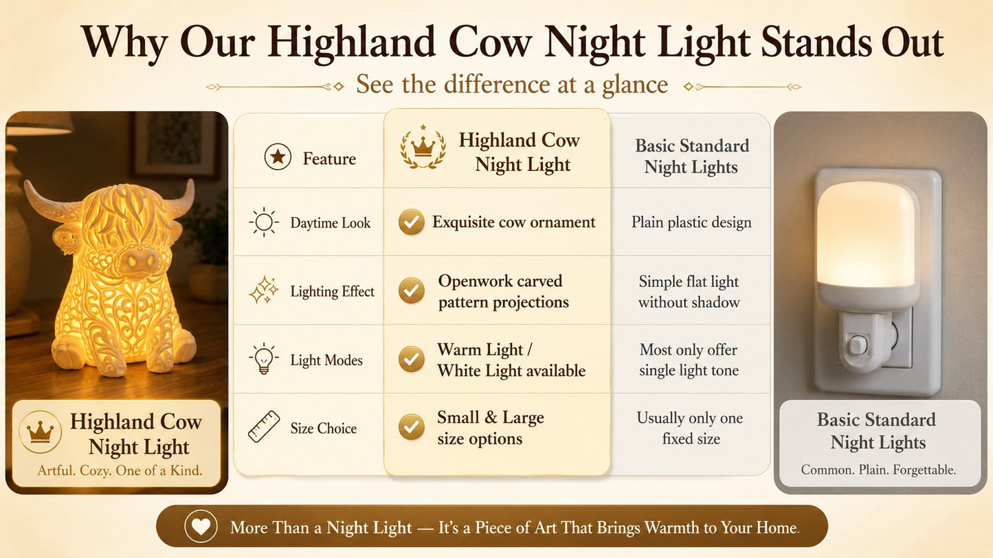 🐮 Highland Cow Projection Night Light — Glow & Cast Magical Patterns! ✨🌙
