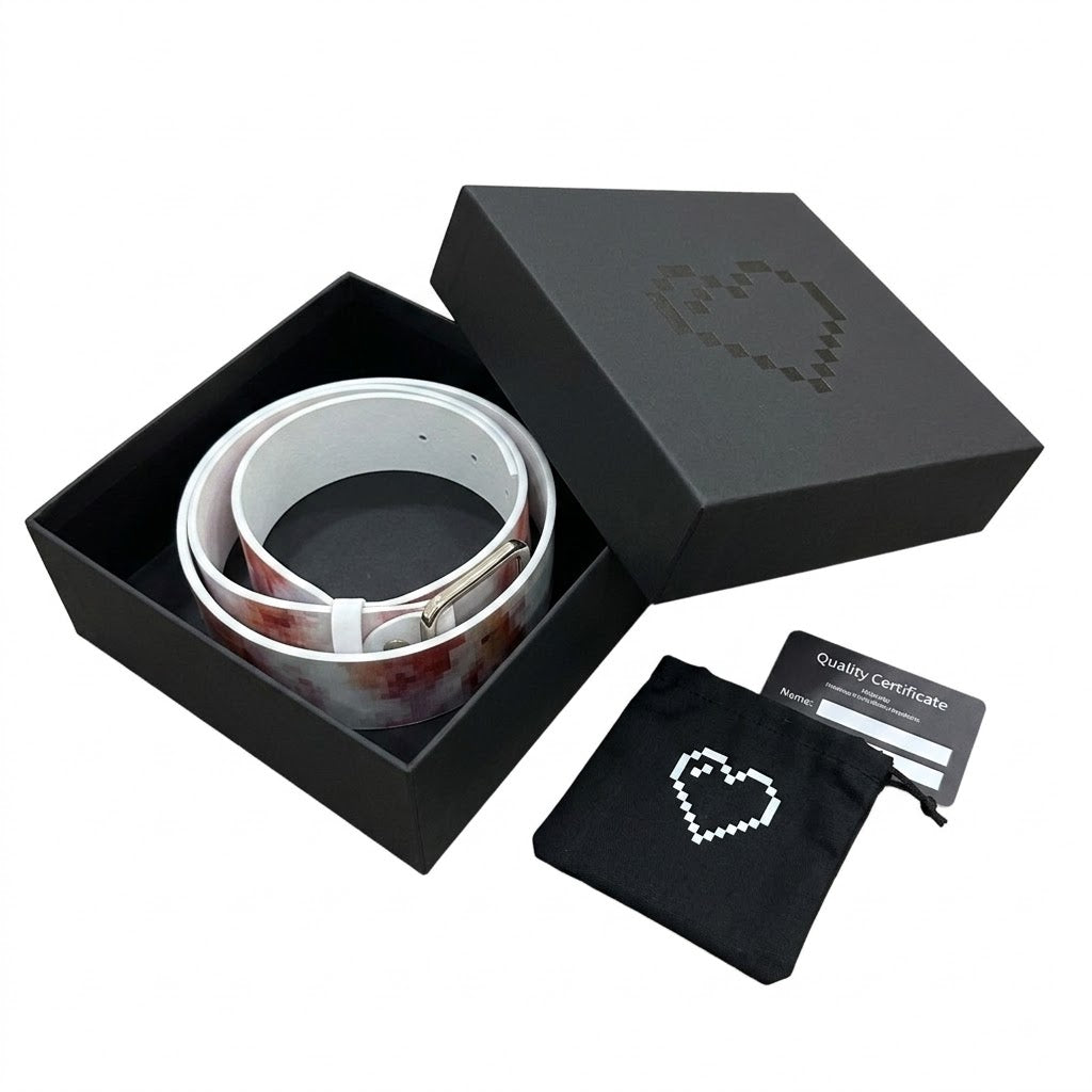 🩸Pixel‑Style Bloody Print Leather Belt | Unique Aesthetic Street‑wear Accessory