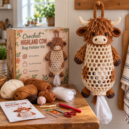 🐥Crochet Animal Bag Holder DIY Kit – Cute & Functional Hanging Storage Craft Kit