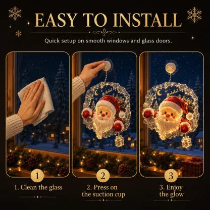 🎄Lighted Christmas Window Decoration with Suction Cup | Warm LED Window Light with Double-Layer Design & Multiple Festive Styles ✨