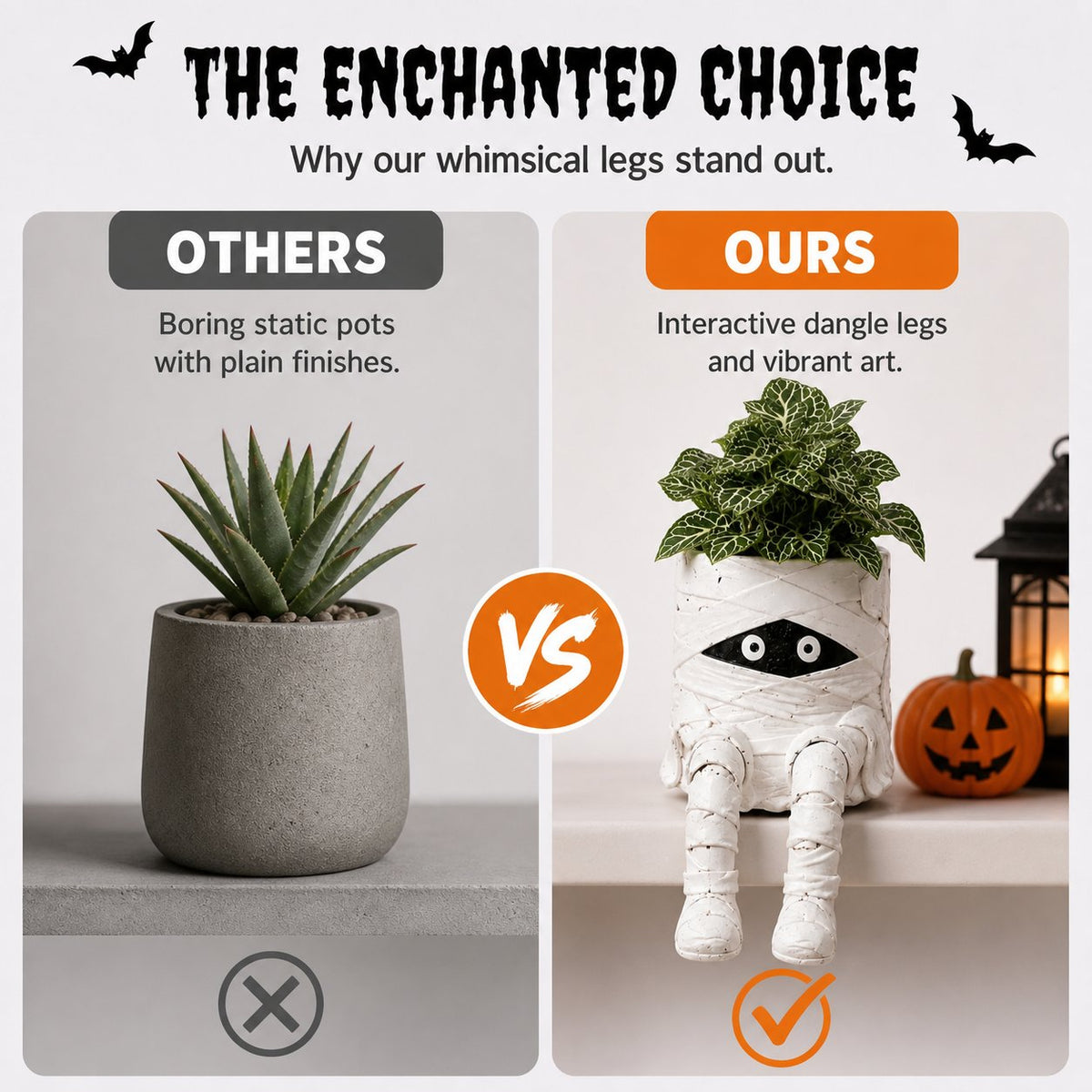 🎃💀Halloween Dangling Leg Resin Planter | Spooky Cute Shelf Sitter Plant Pot for Indoor & Outdoor Halloween Decor