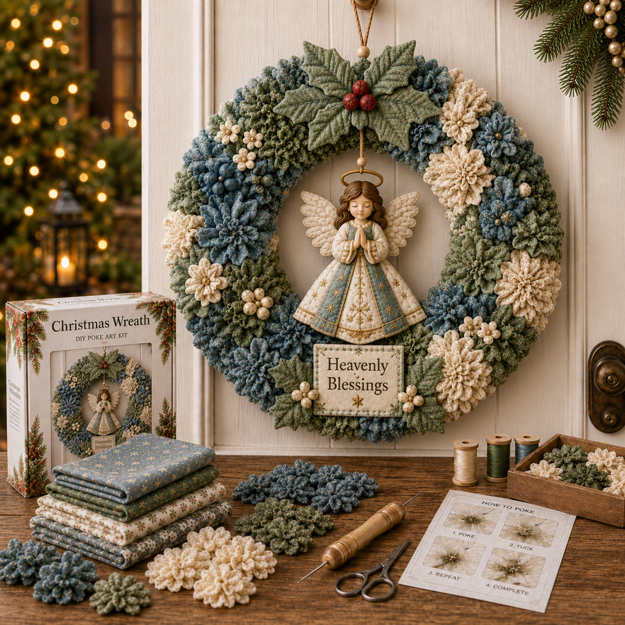 🔥50% Off Last Day🎄 3D Fabric Poke Wreath DIY Kit