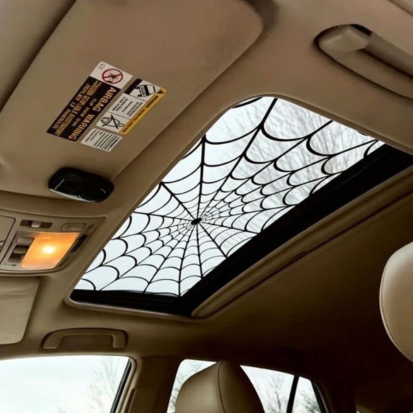 🕸️ Halloween Spider-Web Sunroof Decal – Create an eerie, shadowy autumn driving effect.