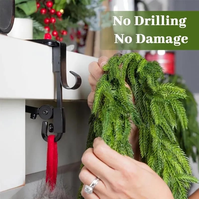 🎄🪝Adjustable Stocking & Garland Fireplace Mantel Hanger