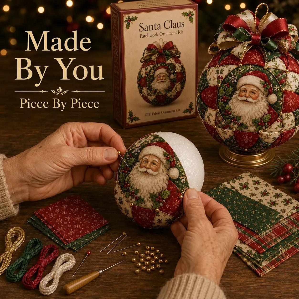 🎄 DIY Christmas Patchwork Ball Decorations – 6 Designs