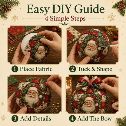 🎄 DIY Christmas Patchwork Ball Decorations – 6 Designs