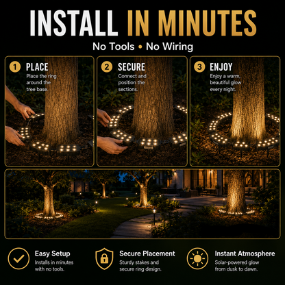 🌳Ring-Shaped Solar Tree Lights - Weatherproof Outdoor Spotlights Ideal for Trees,Pillars, and Gardens