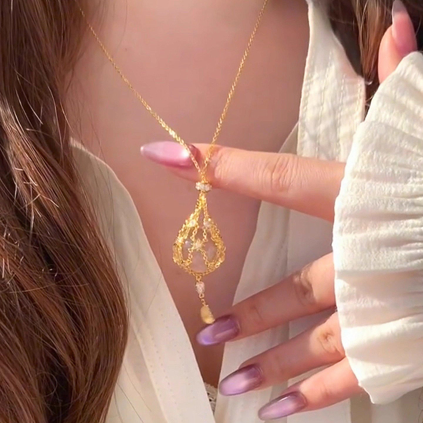 ✨Celestial Crystal Cage Pendant Necklace