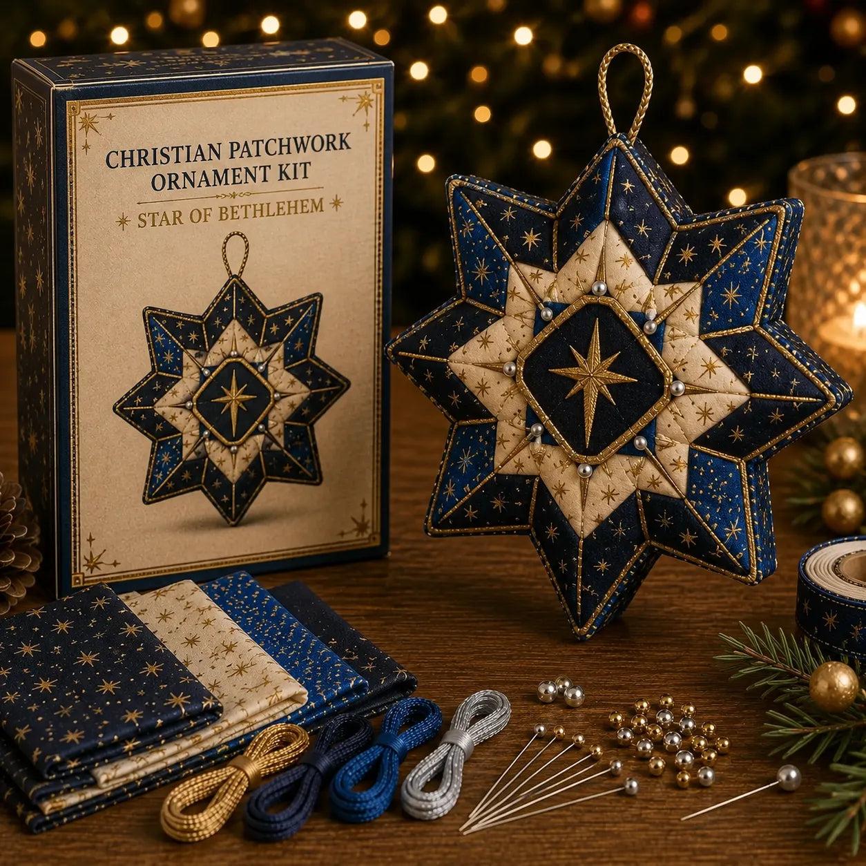 ⏳ Last Day 50% OFF – ✝️ Beginner-Friendly DIY Christian Block Figure Patchwork Ornament Kit Collection | Complete Kit with Pre-Cut Fabrics, Padded Ornament Form & Step-by-Step Guide Included 💕
