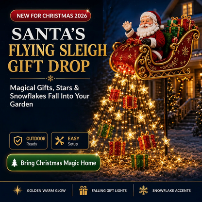 🔥Free Shipping - 🎅✨ 2026 New Santa’s Flying Sleigh Gift Cascade –  Christmas Garden Light