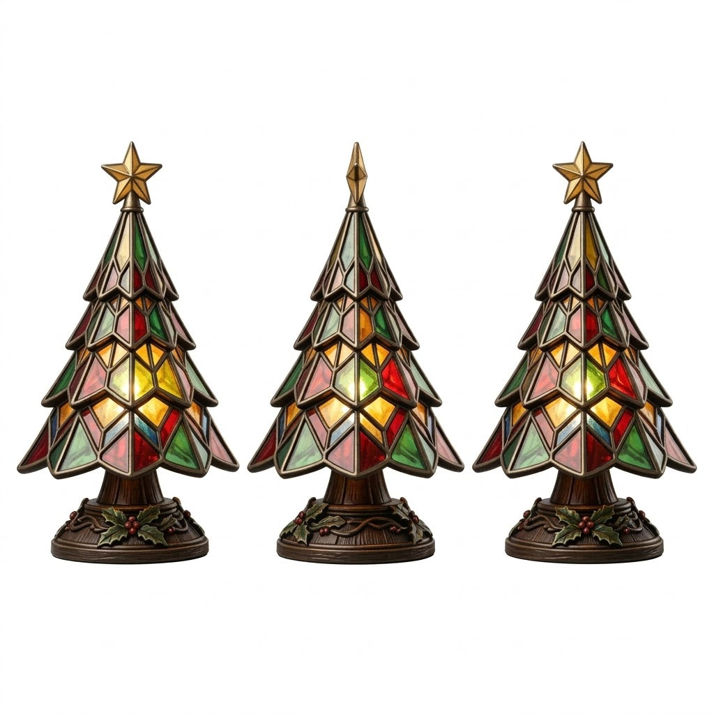 🎄Stained‑Glass Style Christmas Tree Table Lamp