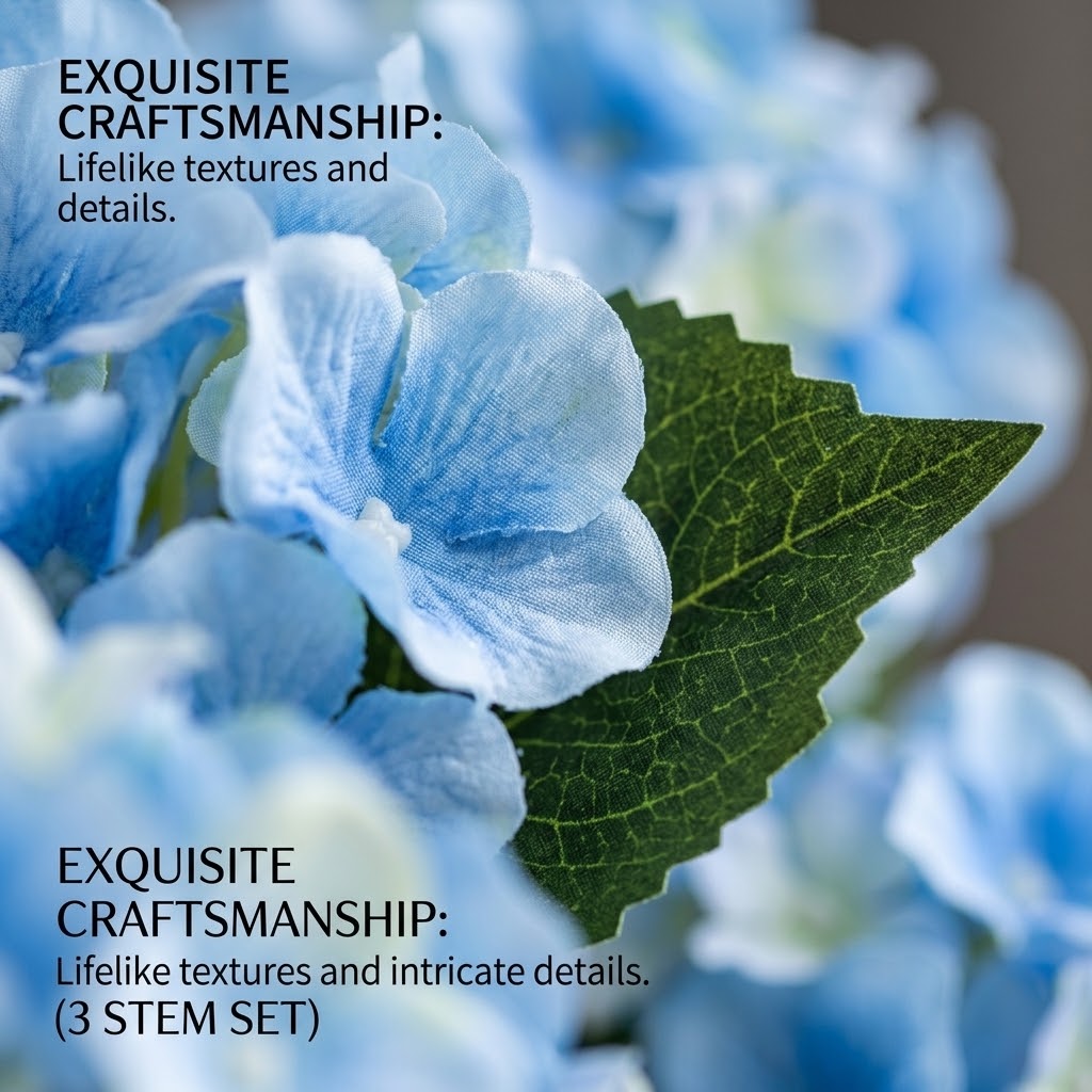 💐UV-Resistant Artificial Hydrangeas | Set of 3 Bunches