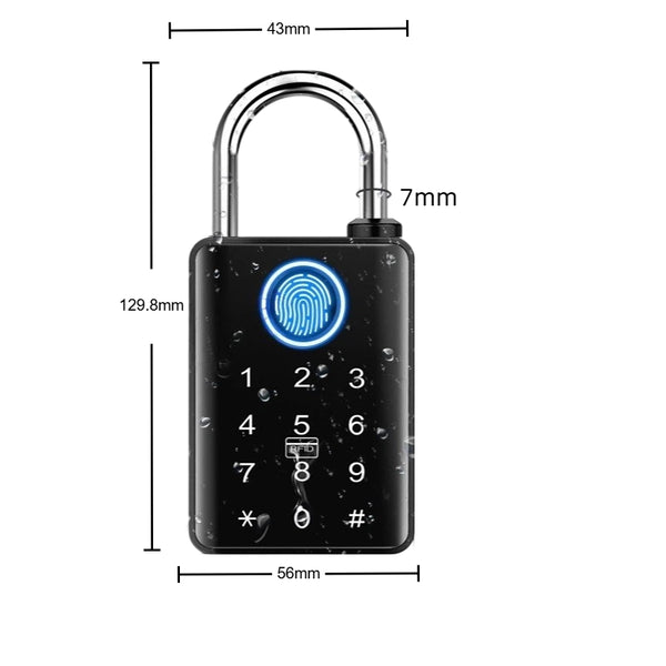 🔒 Smart Fingerprint Padlock with Touchscreen Keypad for Keyless Door and Locker Security