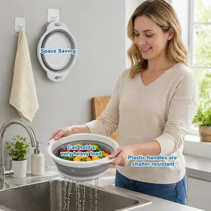 💧3-Piece Collapsible Colander Set - Space Saving Strainers with Draining Base