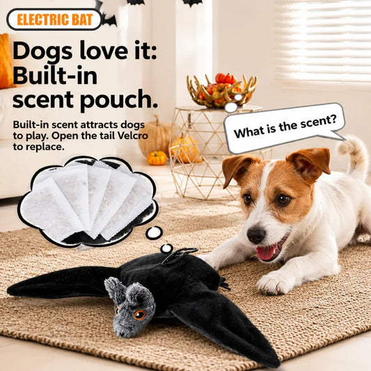 🐶🦇 Electric Flapping Bat Dog Toy | Interactive USB Rechargeable Plush with Remote Control & Catnip Pocket