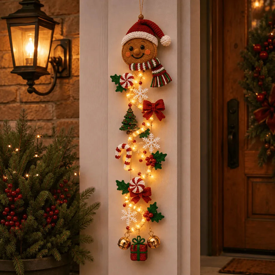 🎄Light-Up Glowing Christmas Door Hanger | 6 Festive Lighted Designs with Warm Glow, Dimensional Details & Space-Saving Vertical Décor ✨
