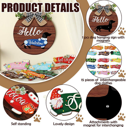 🐕Dachshund Interchangeable Seasonal Welcome Sign