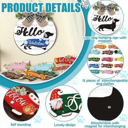 🐕Dachshund Interchangeable Seasonal Welcome Sign
