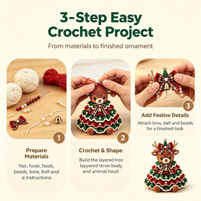 🎄Crochet Animal Christmas Tree DIY Kit – Stitch a Little Christmas Magic